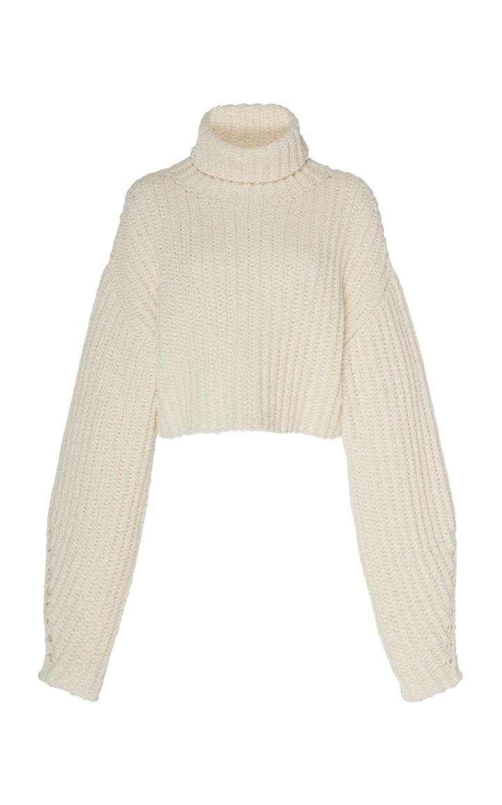 Sally Lapointe Oversized Silk-cashmere Cropped Turtleneck Sweater