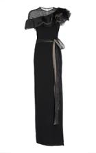 Paule Ka Jeweled Organza Tiered Detail Gown
