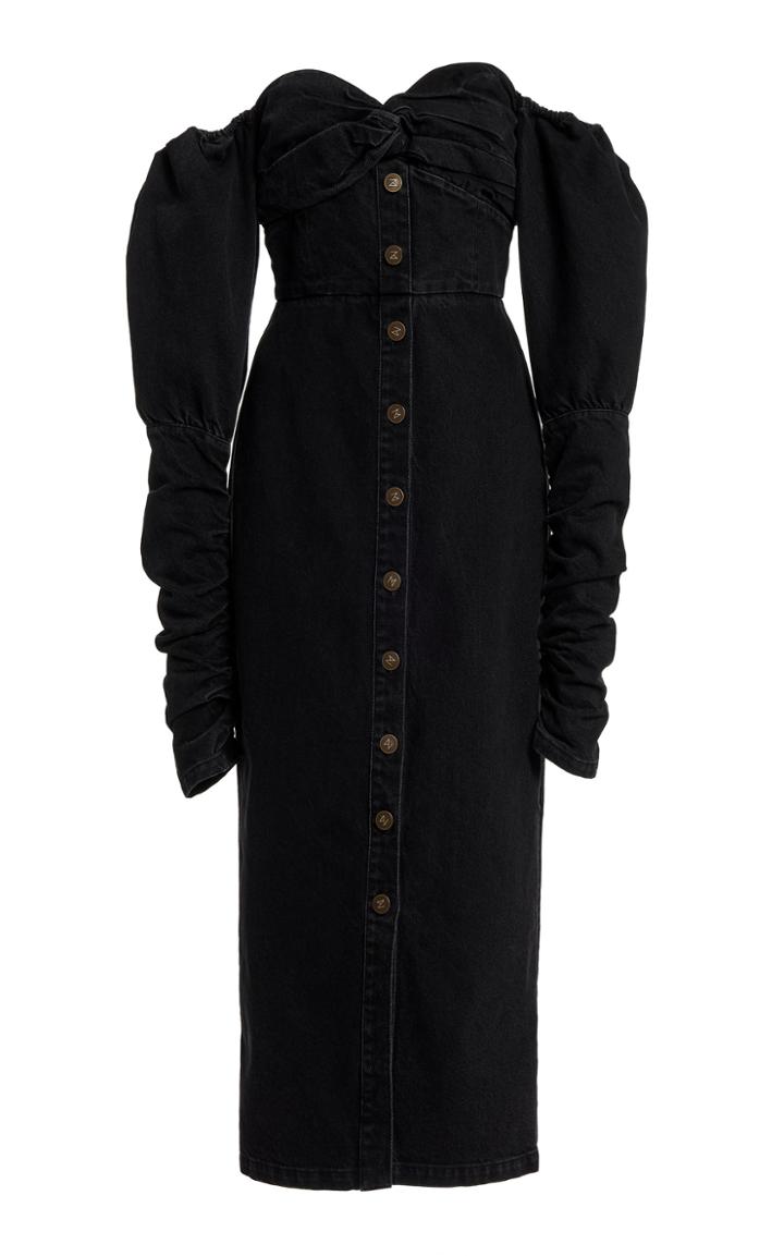Moda Operandi Zeynep Aray Puffed Sleeve Denim Dress