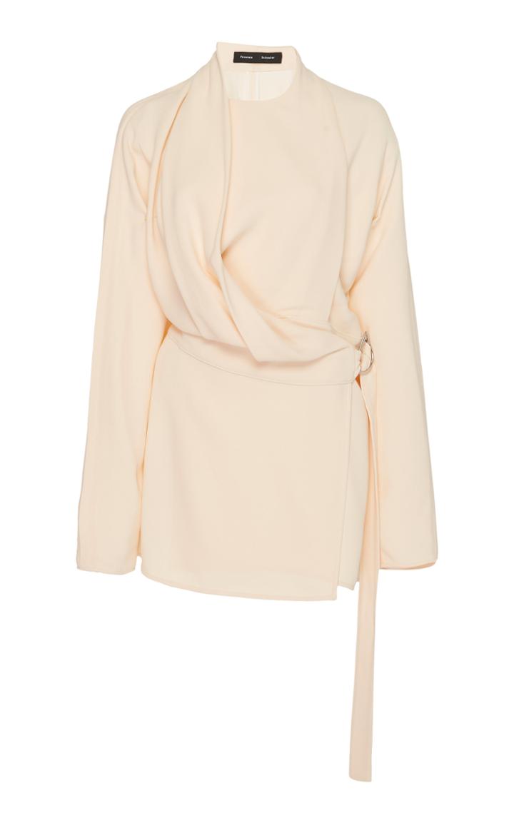 Proenza Schouler Crepe Long Sleeve Wrap Top