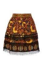 Anna Sui Paisley Blooms Cotton Jacquard Skirt