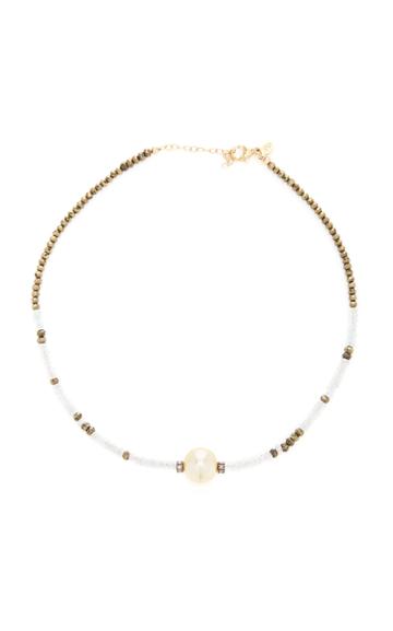 Joie Digiovanni 14k Gold Aquamarine Pyrite And Pearl Necklace