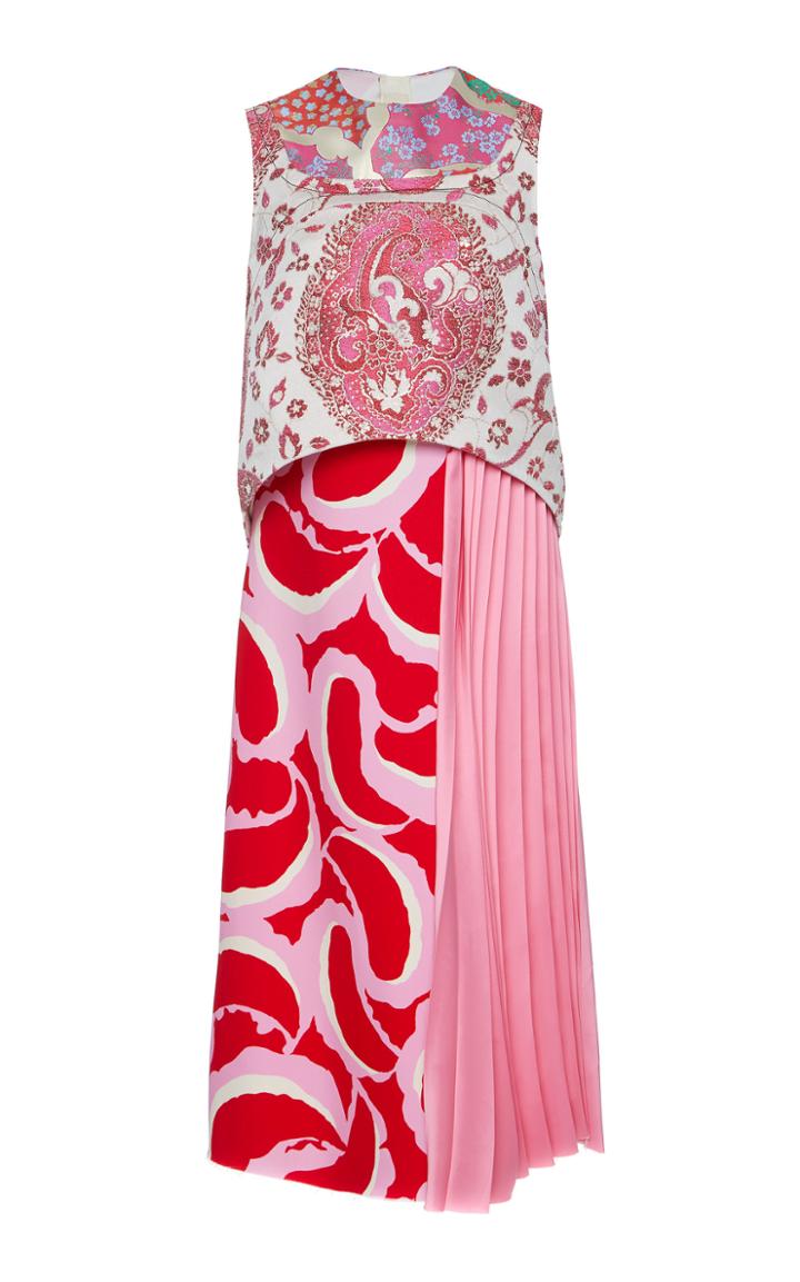Marni Printed Satin Jacquard Midi Dress