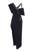 Versace One Shoulder Silk Draped Chain Dress