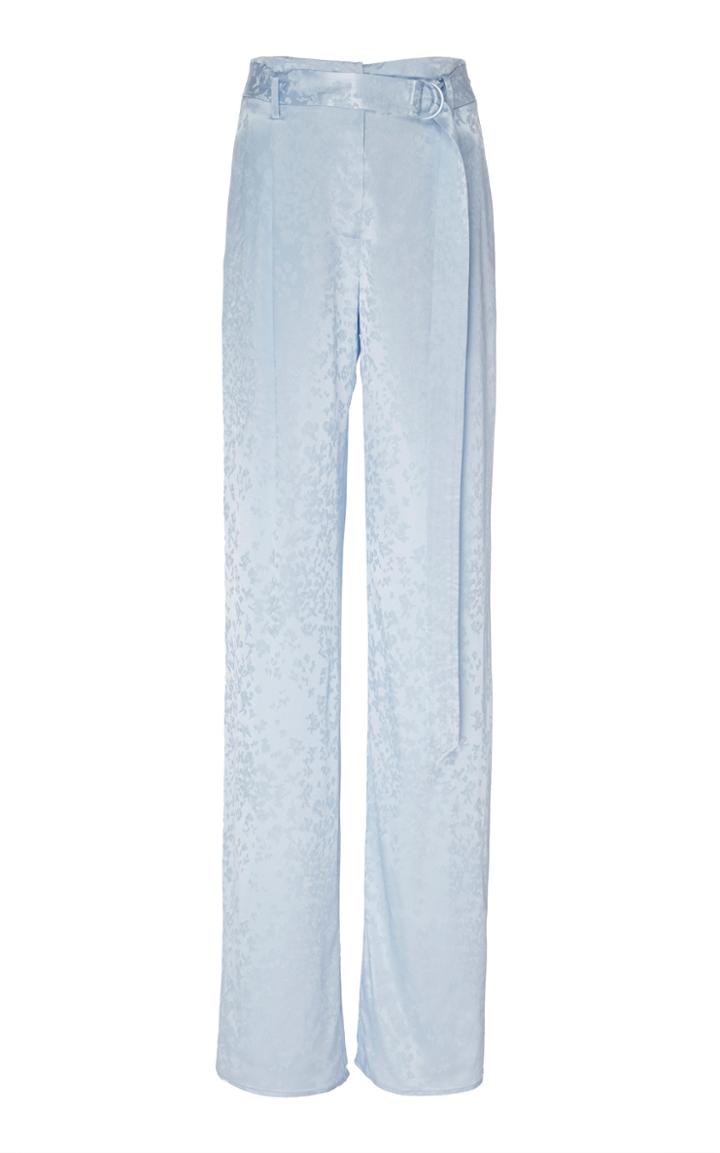 Sally Lapointe Belted Satin Straight-leg Pants