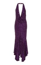 Michael Kors Collection Pleated Sequined Halter Dress