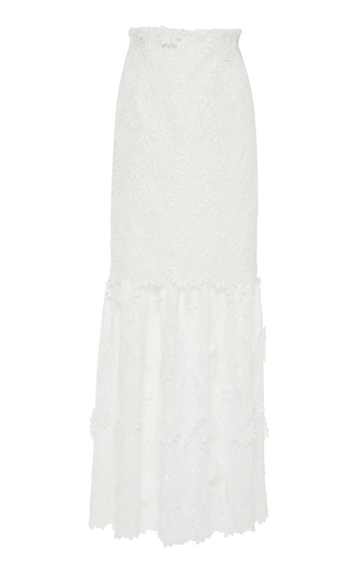 Rebecca De Ravenel Pocket Full Of Posies Guipure Lace Skirt