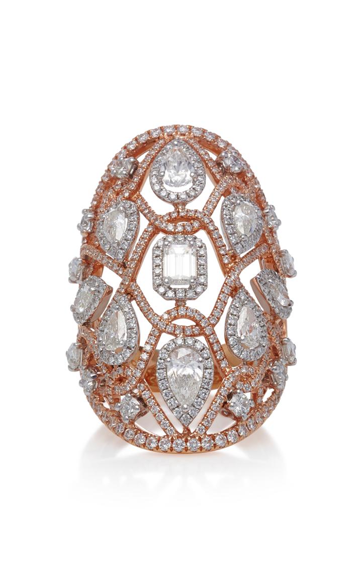 Sara Weinstock Reverie Couture Two Tone Rose And White Gold White Diamond Oval Ring