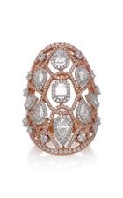Sara Weinstock Reverie Couture Two Tone Rose And White Gold White Diamond Oval Ring