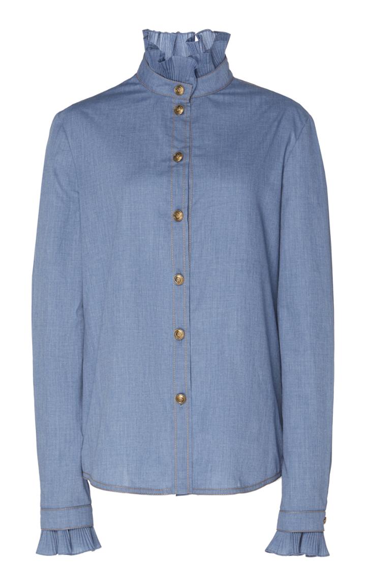 Philosophy Di Lorenzo Serafini Ruffled Cotton-chambray Shirt