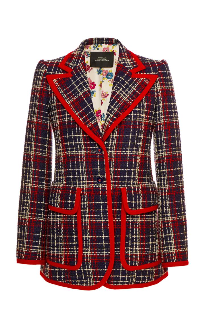 Moda Operandi Marc Jacobs Contrast-tipped Plaid Wool-blend Tweed Blazer Size: 0