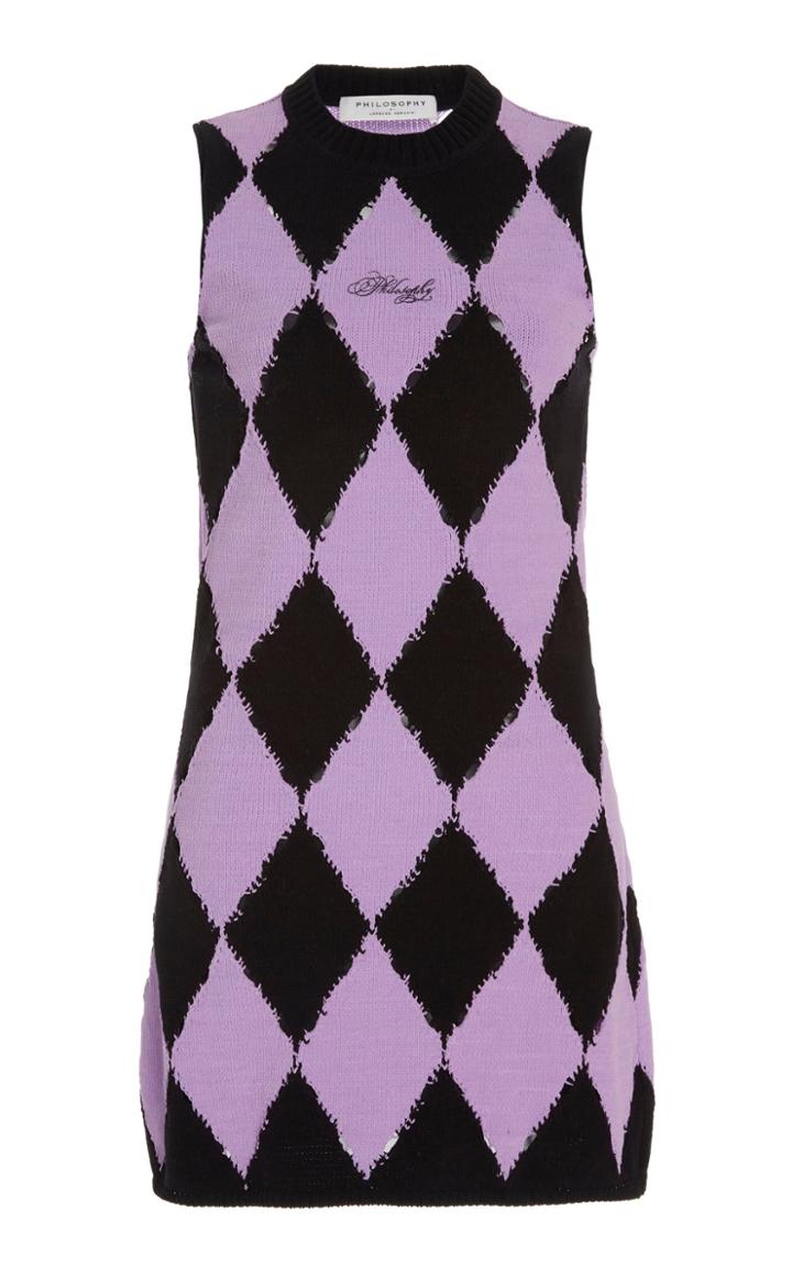 Philosophy Di Lorenzo Serafini Argyle Chenille-knit Mini Dress