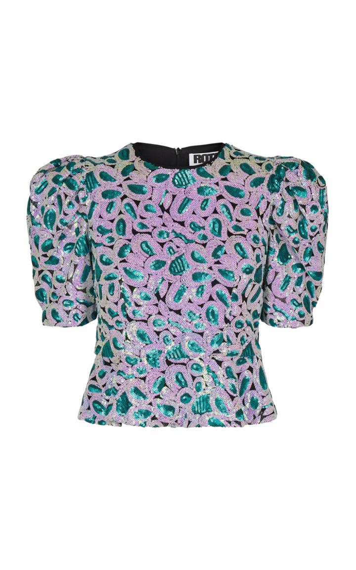 Rotate Christina Sequined Crepe Top