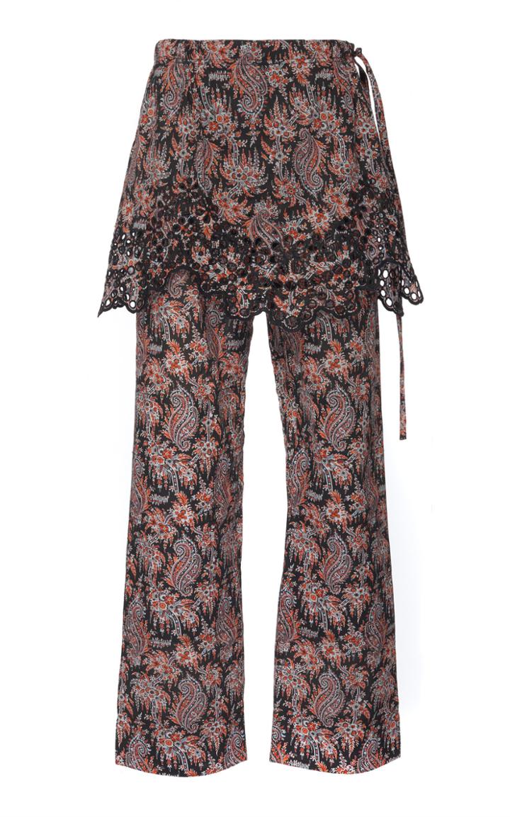 Paco Rabanne Layered Floral-print Cotton Flared Pants