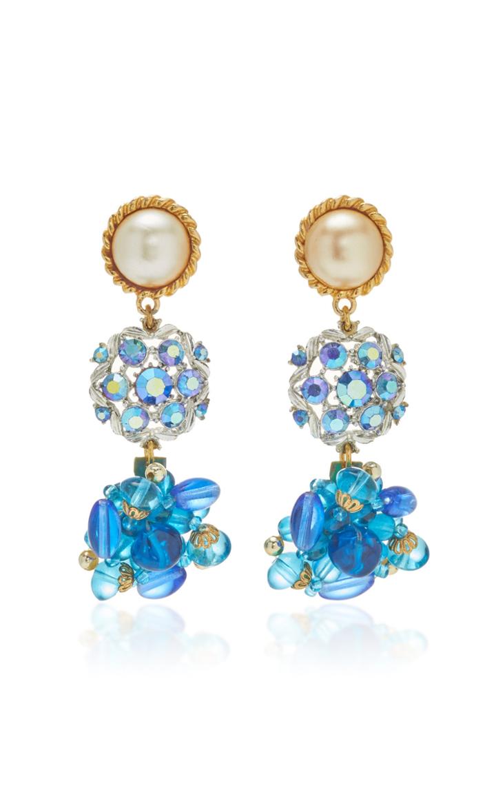 Lulu Frost One-of-a-kind Pearl And Aurora Borealis Floral Earring