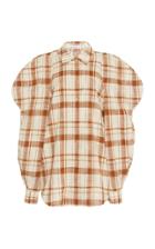 Moda Operandi Rejina Pyo Julia Plaid Cotton-linen Asymmetric Shirt Size: S