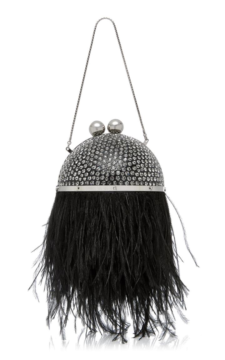 Marzook M'o Exclusive Mini Crystal Orb Shoulder Bag With Feathers