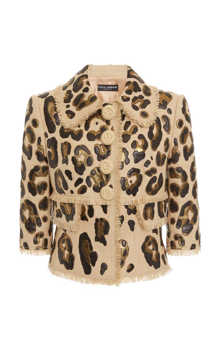 Moda Operandi Dolce & Gabbana Cropped Animal Print Jacket Size: 36