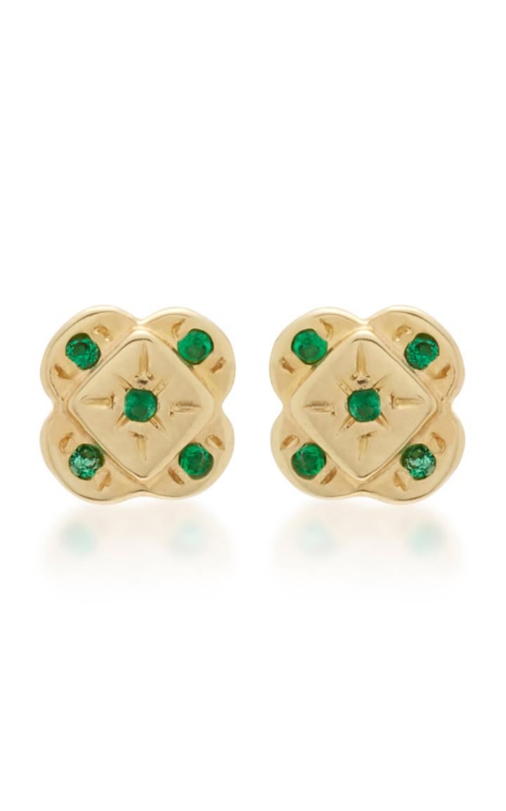 Scosha Endless Knot 10k Gold And Emerald Earrings