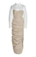 Moda Operandi A.w.a.k.e. Mode Shirting-detailed Draped Wool Maxi Dress