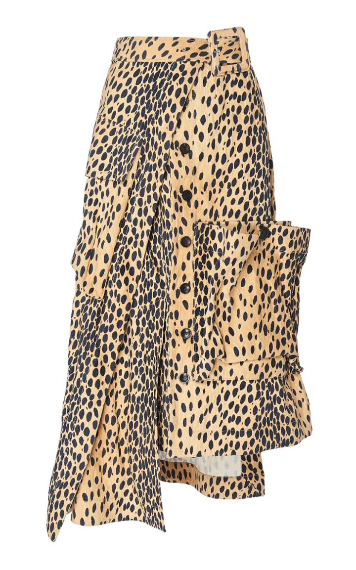 Jacquemus Deconstructed Button-front Animal-print Midi Skirt