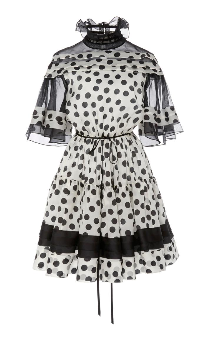 Carolina Herrera Bell-sleeve Silk Dress