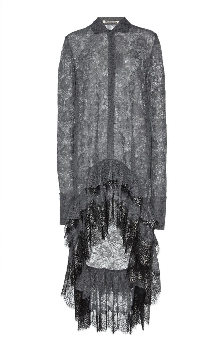 Anas Jourden High-low Ruffled Lace Shirtdress