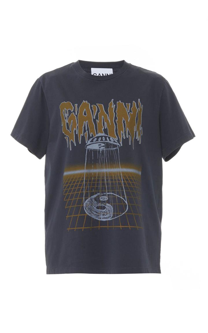 Ganni Ganni Printed Cotton-jersey T-shirt