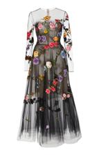 Moda Operandi Oscar De La Renta Floral Embroidered Tulle Dress