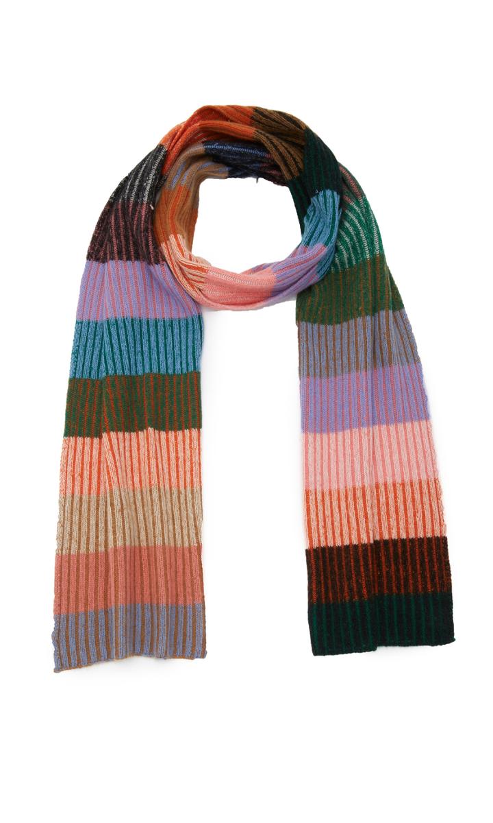 The Elder Statesman Striped Rib-knit Cashmere Scarf