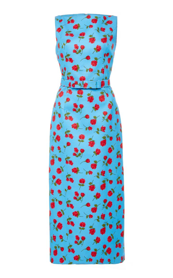 Michael Kors Collection Floral-print Silk And Cotton-blend Belted Dress
