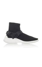Prada Buckled Rubber-trimmed Stretch-knit Sneakers