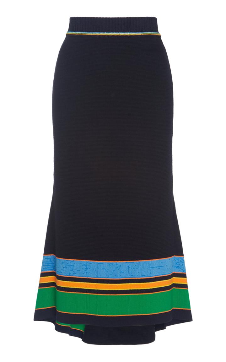 Victoria Beckham Contrast Striped Cotton-blend Flared Skirt