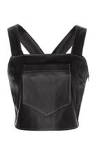 Moda Operandi Staud Bee Pocket-detailed Leather Crop Top Size: 0