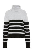 Allude Striped Cashmere Turtleneck Sweater