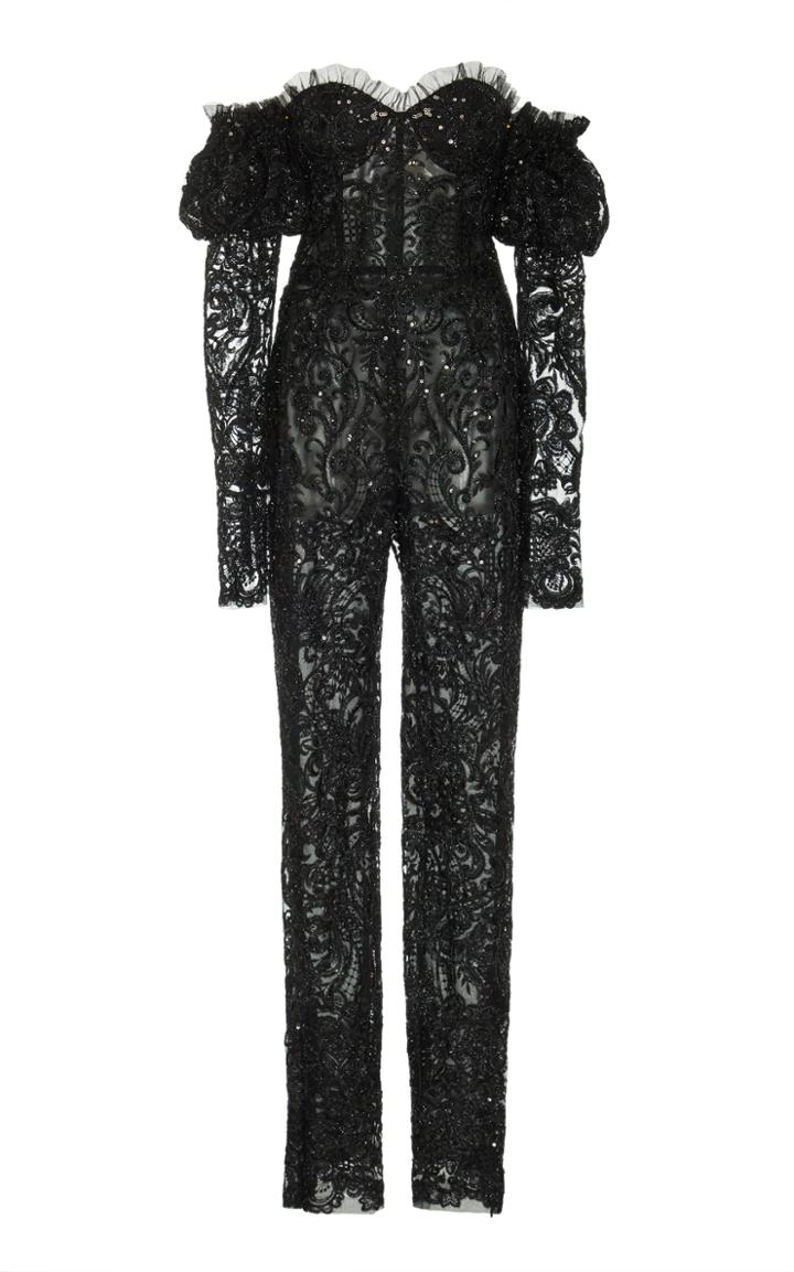 Naeem Khan Sequined Off-the-shoulder Chiffon Jumpsuit