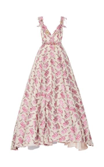 Luisa Beccaria Floral Embroidered Ball Gown
