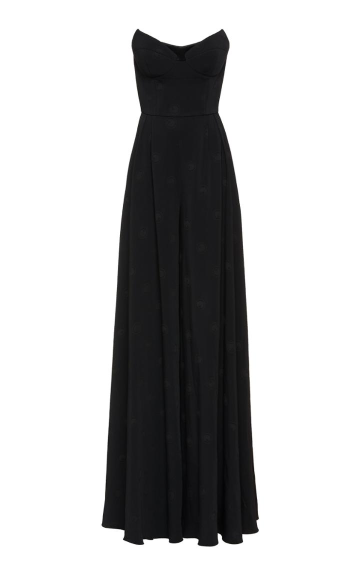 Brandon Maxwell Polka Dot Embroidered Crepe Wide-leg Jumpsuit