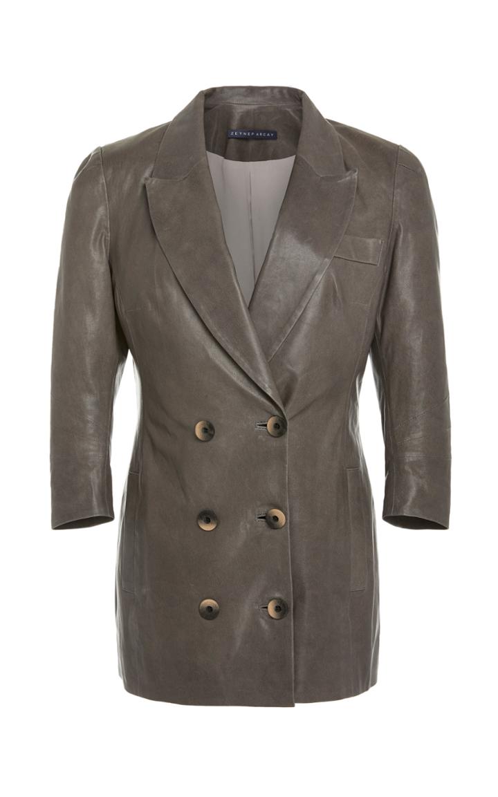 Zeynep Aray Wrap Leather Blazer