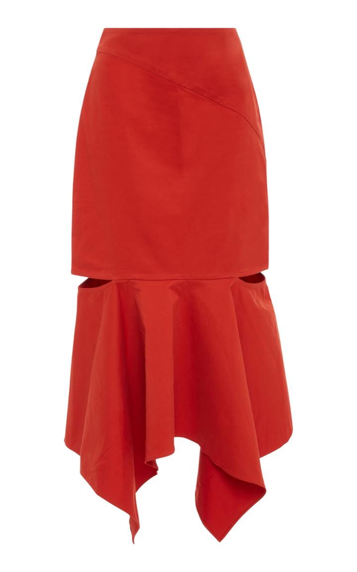Edit Cutout Asymmetric Stretch-cotton Midi Skirt