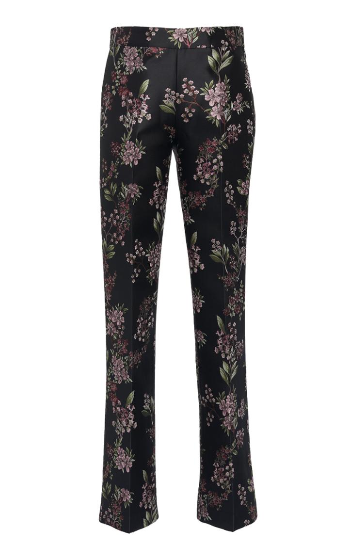 Giambattista Valli Floral Printed Skinny Leg Satin Pants