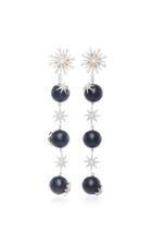 Colette Jewelry Starburst 18k White Gold, Diamond And Agate Earrings