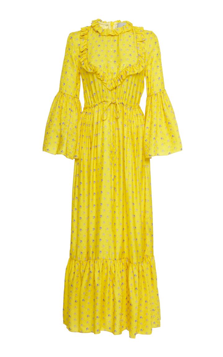 Preen By Thornton Bregazzi Tessa Ruffled Jacquard Maxi Dress