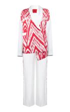 Izba Rouge Asymmetric Denim And Silk Suit