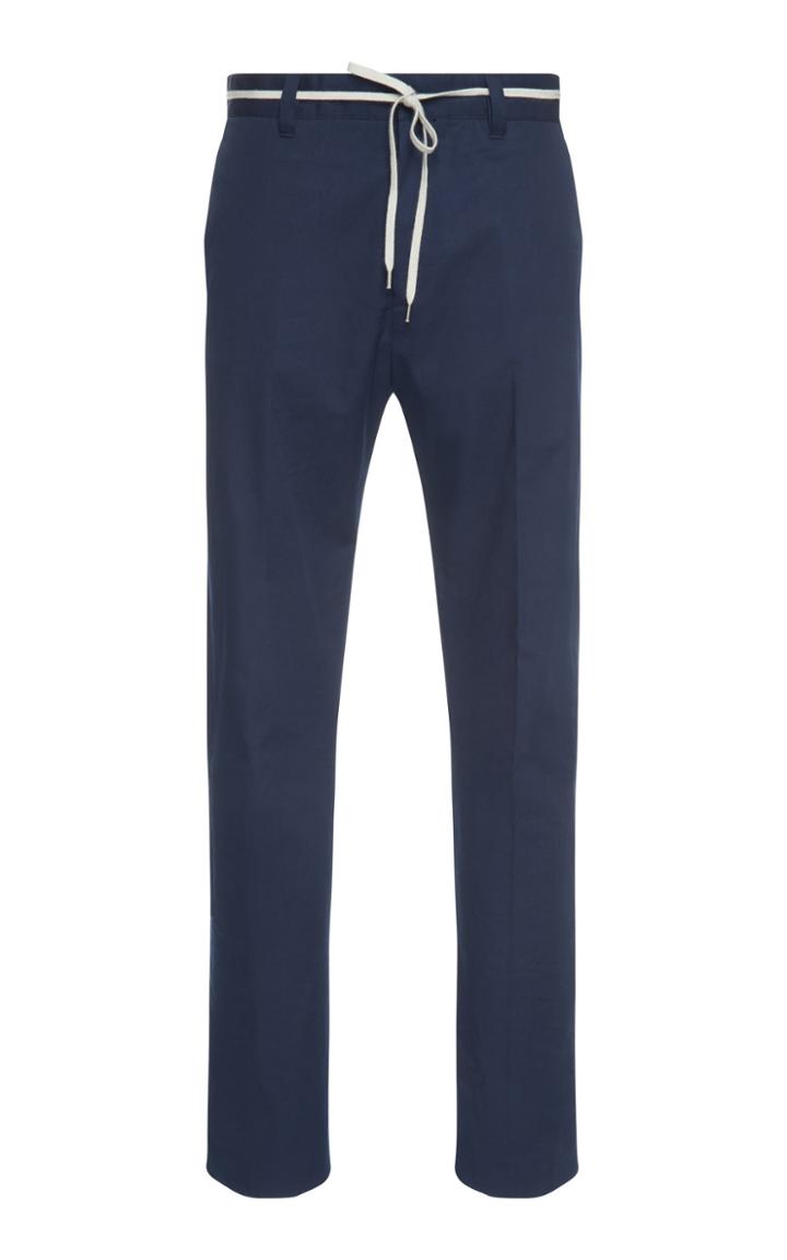 Lanvin Belted Slim-fit Stretch-cotton Twill Pants