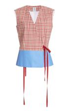 Moda Operandi Rosie Assoulin Plaid Cotton Wrap Top