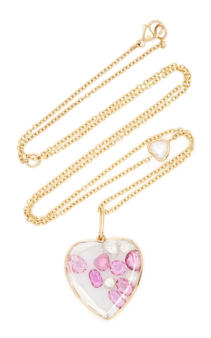 Moda Operandi Moritz Glik 18k Yellow Gold Ruby And Diamond Heart Shaker Pendant