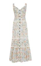 Saloni Fara Button Front Tiered Cotton Dress