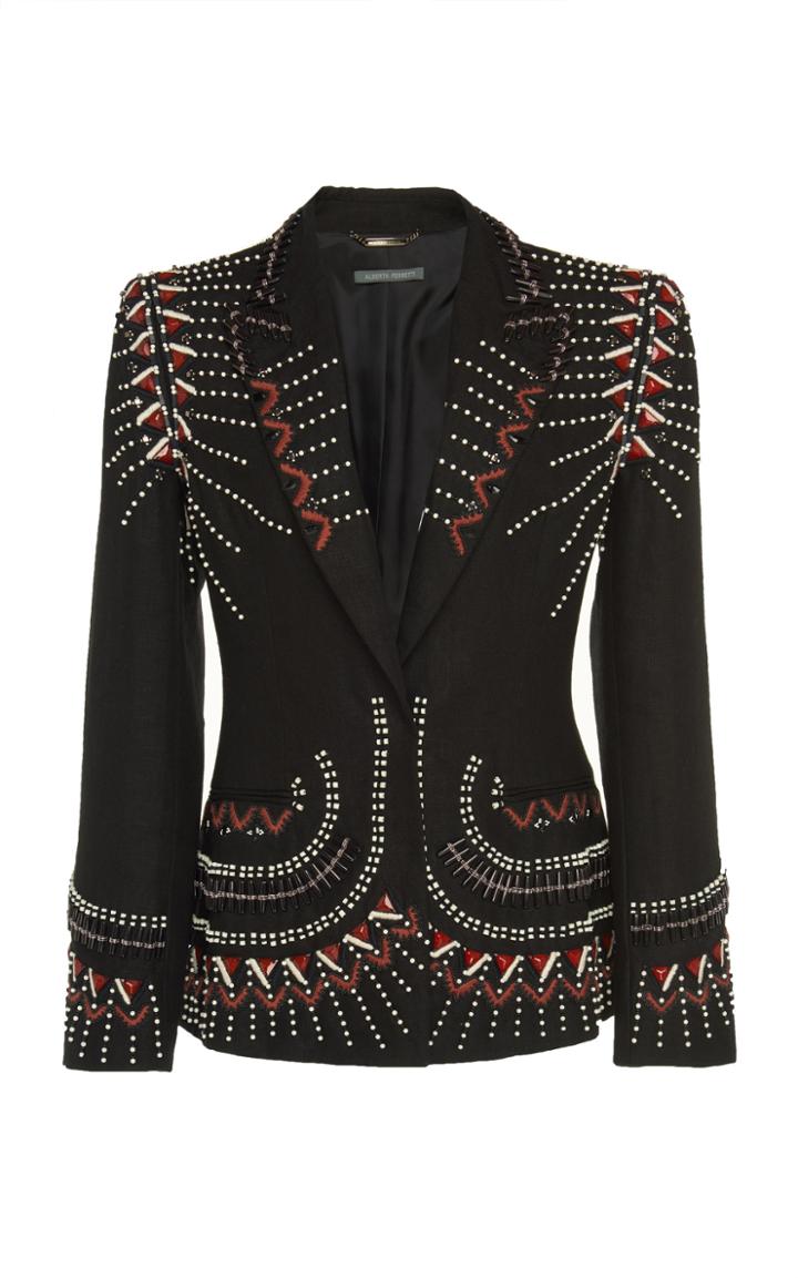 Alberta Ferretti Linen Embellished Blazer