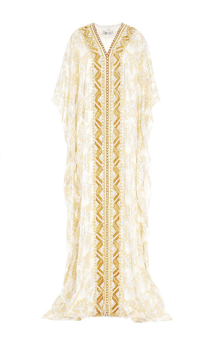 Badgley Mischka Geometric Embroidered Caftan